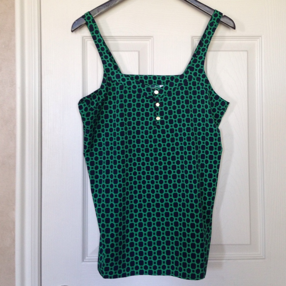 Banana Republic Kelly green and navy blue top